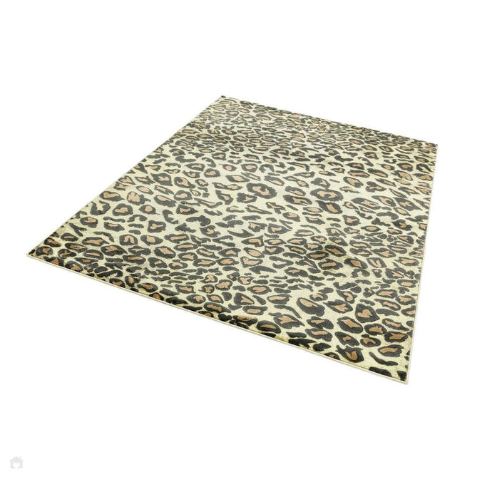 Quantum QU01 Modern Leopard Print Metallic Shimmer Textured High-Density Soft Smooth Low Profile Polyblend Short-Pile Warm Gold/Deep Brown/Charcoal/Olive Rug-Asiatic Carpets-Rug Love - The Most Loved Rug Store