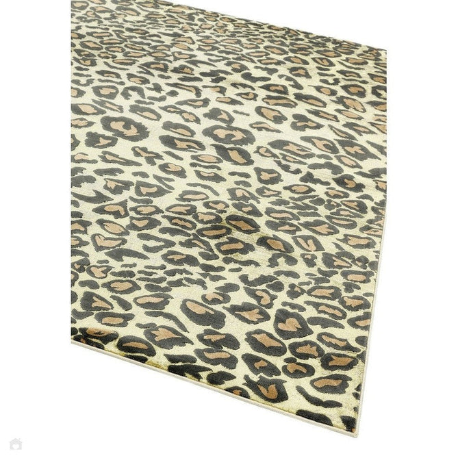 Quantum QU01 Modern Leopard Print Metallic Shimmer Textured High-Density Soft Smooth Low Profile Polyblend Short-Pile Warm Gold/Deep Brown/Charcoal/Olive Rug-Asiatic Carpets-Rug Love - The Most Loved Rug Store