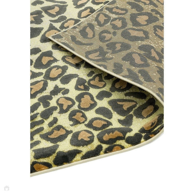 Quantum QU01 Modern Leopard Print Metallic Shimmer Textured High-Density Soft Smooth Low Profile Polyblend Short-Pile Warm Gold/Deep Brown/Charcoal/Olive Rug-Asiatic Carpets-Rug Love - The Most Loved Rug Store