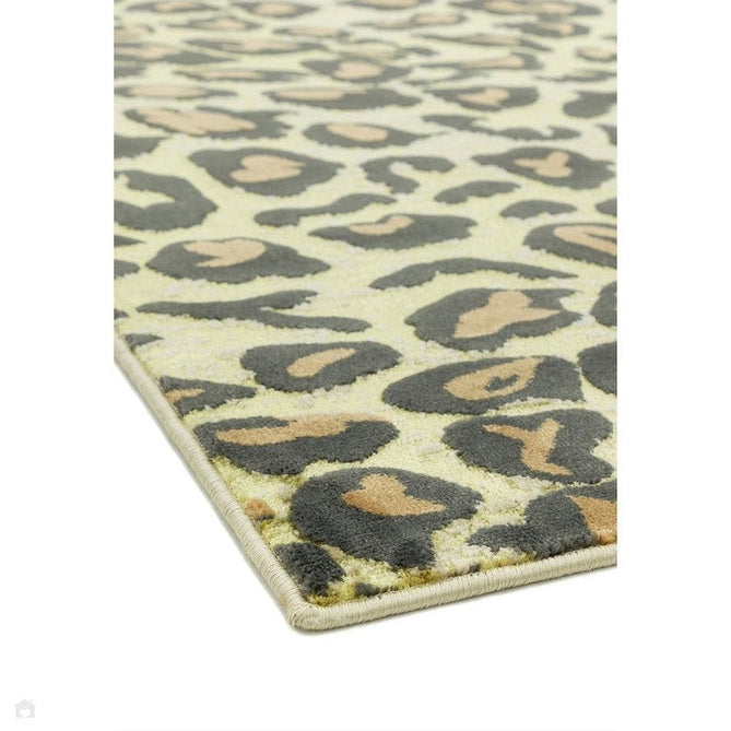 Quantum QU01 Modern Leopard Print Metallic Shimmer Textured High-Density Soft Smooth Low Profile Polyblend Short-Pile Warm Gold/Deep Brown/Charcoal/Olive Rug-Asiatic Carpets-Rug Love - The Most Loved Rug Store