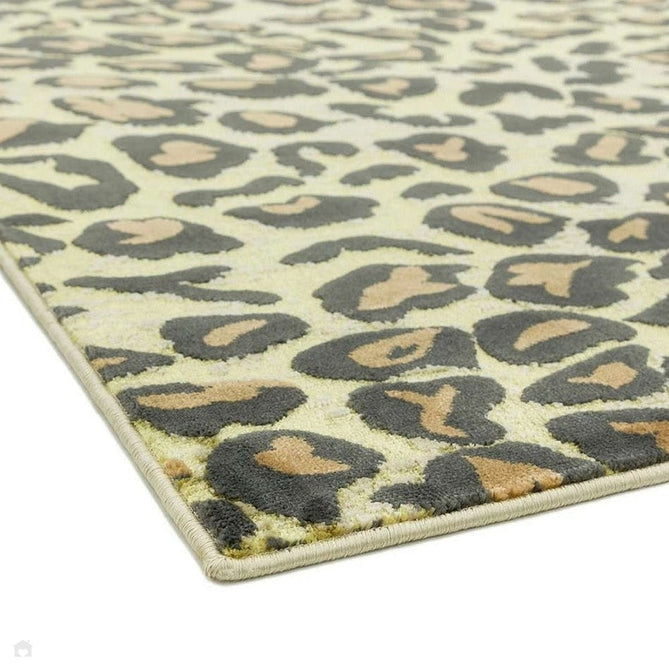 Quantum QU01 Modern Leopard Print Metallic Shimmer Textured High-Density Soft Smooth Low Profile Polyblend Short-Pile Warm Gold/Deep Brown/Charcoal/Olive Rug-Asiatic Carpets-Rug Love - The Most Loved Rug Store