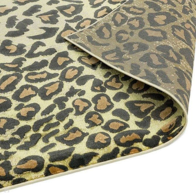 Quantum QU01 Modern Leopard Print Metallic Shimmer Textured High-Density Soft Smooth Low Profile Polyblend Short-Pile Warm Gold/Deep Brown/Charcoal/Olive Rug-Asiatic Carpets-Rug Love - The Most Loved Rug Store