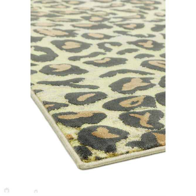 Quantum QU01 Modern Leopard Print Metallic Shimmer Textured High-Density Soft Smooth Low Profile Polyblend Short-Pile Warm Gold/Deep Brown/Charcoal/Olive Rug-Asiatic Carpets-Rug Love - The Most Loved Rug Store