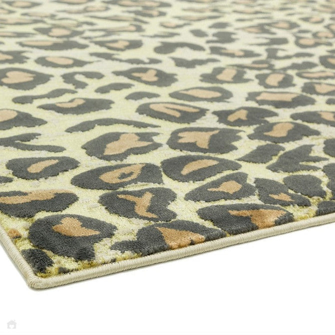 Quantum QU01 Modern Leopard Print Metallic Shimmer Textured High-Density Soft Smooth Low Profile Polyblend Short-Pile Warm Gold/Deep Brown/Charcoal/Olive Rug-Asiatic Carpets-Rug Love - The Most Loved Rug Store