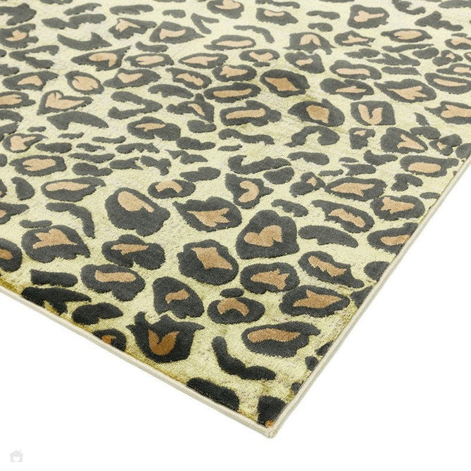 Quantum QU01 Modern Leopard Print Metallic Shimmer Textured High-Density Soft Smooth Low Profile Polyblend Short-Pile Warm Gold/Deep Brown/Charcoal/Olive Rug-Asiatic Carpets-Rug Love - The Most Loved Rug Store