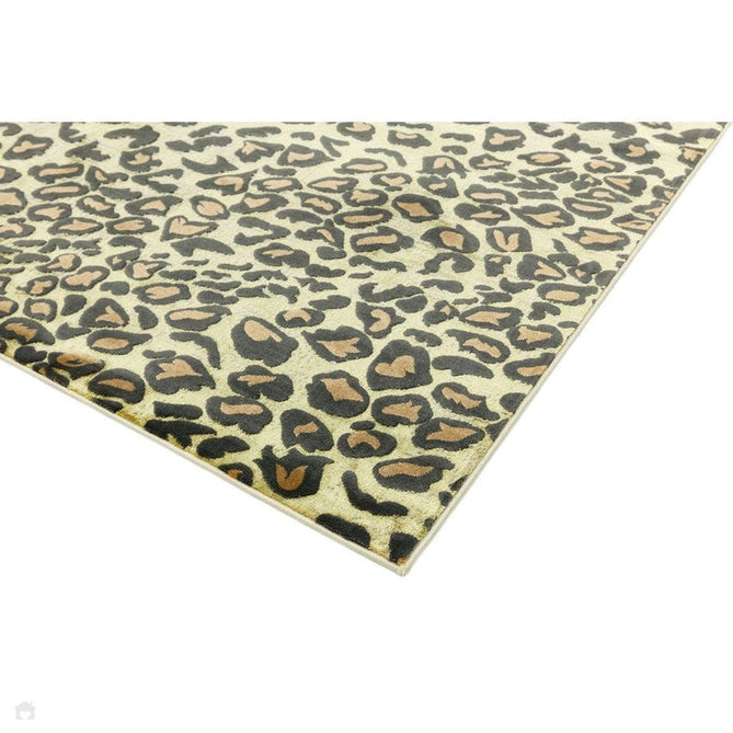 Quantum QU01 Modern Leopard Print Metallic Shimmer Textured High-Density Soft Smooth Low Profile Polyblend Short-Pile Warm Gold/Deep Brown/Charcoal/Olive Rug-Asiatic Carpets-Rug Love - The Most Loved Rug Store