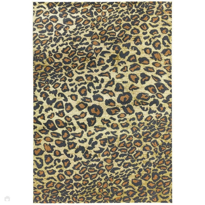 Quantum QU01 Modern Leopard Print Metallic Shimmer Textured High-Density Soft Smooth Low Profile Polyblend Short-Pile Warm Gold/Deep Brown/Charcoal/Olive Rug-Asiatic Carpets-Rug Love - The Most Loved Rug Store