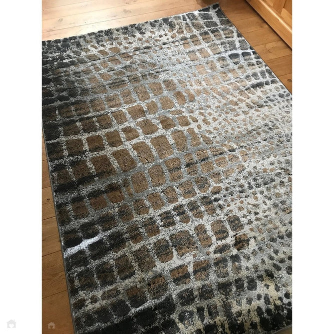 Quantum QU02 Modern Giraffe Print Metallic Shimmer Textured High-Density Soft Smooth Low Profile Polyblend Short-Pile Silver/Taupe/Charcoal/Ivory Rug-Asiatic Carpets-Rug Love - The Most Loved Rug Store