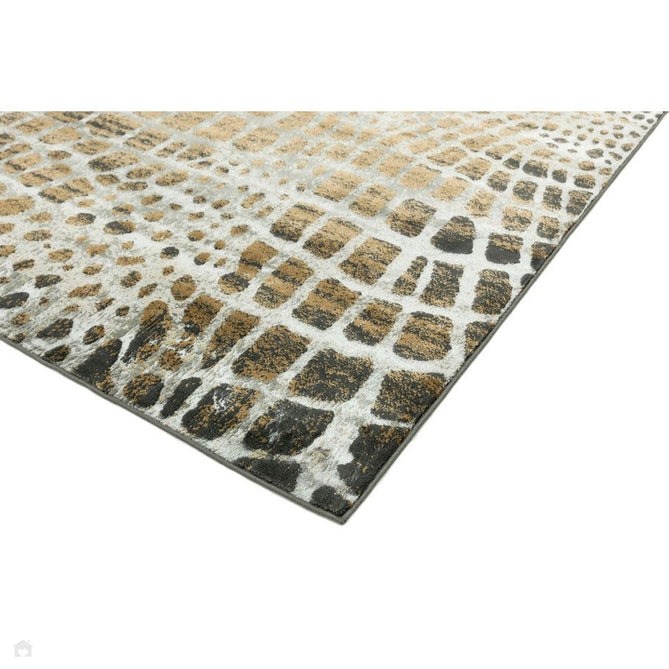 Quantum QU02 Modern Giraffe Print Metallic Shimmer Textured Short Pile Silver/Brown Rug-Asiatic Carpets-Rug Love - The Most Loved Rug Store