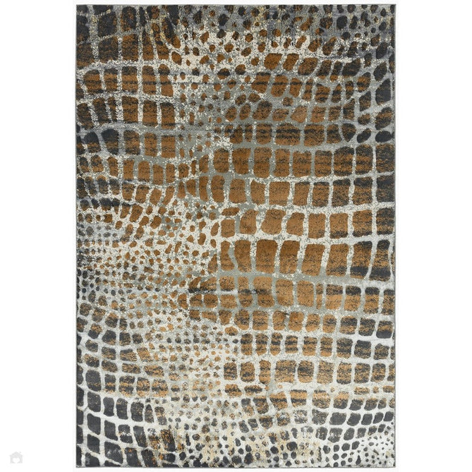 Quantum QU02 Modern Giraffe Print Metallic Shimmer Textured Short Pile Silver/Brown Rug-Asiatic Carpets-Rug Love - The Most Loved Rug Store