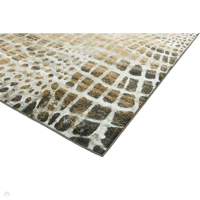 Quantum QU02 Modern Giraffe Print Metallic Shimmer Textured Short Pile Silver/Brown Rug-Asiatic Carpets-Rug Love - The Most Loved Rug Store