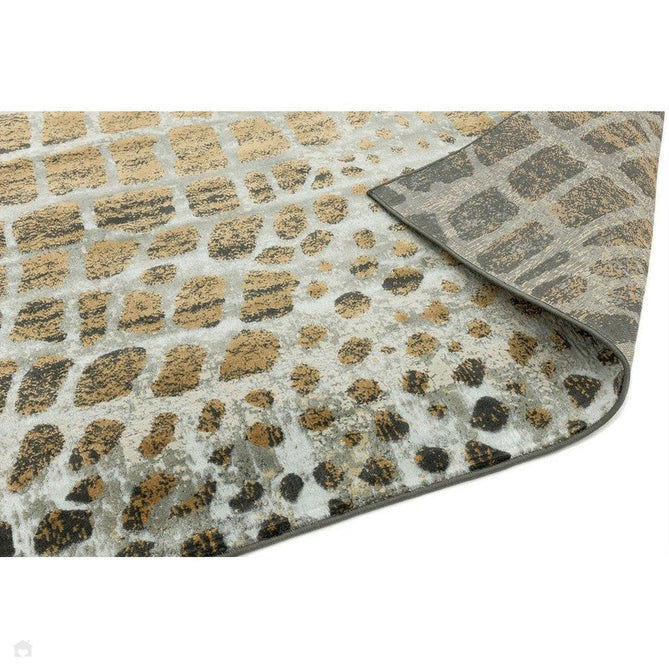 Quantum QU02 Modern Giraffe Print Metallic Shimmer Textured Short Pile Silver/Brown Rug-Asiatic Carpets-Rug Love - The Most Loved Rug Store