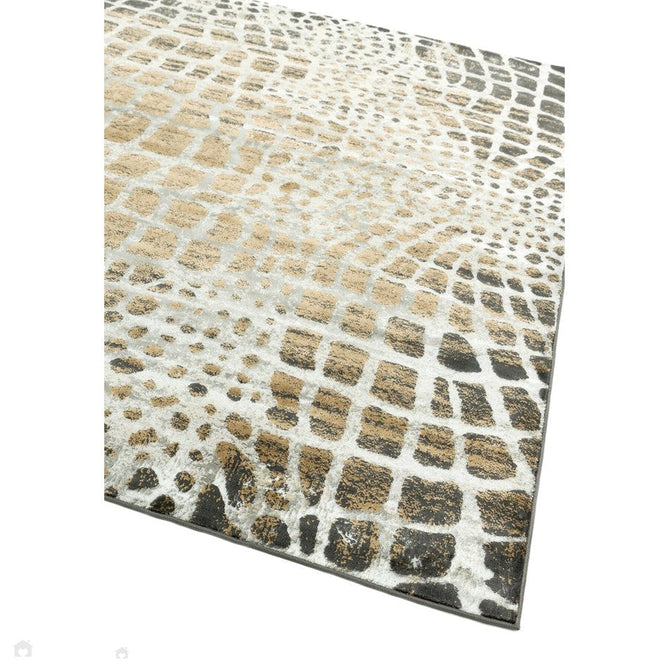 Quantum QU02 Modern Giraffe Print Metallic Shimmer Textured Short Pile Silver/Brown Rug-Asiatic Carpets-Rug Love - The Most Loved Rug Store