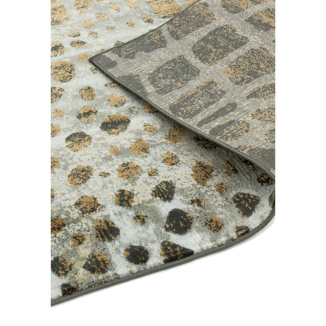 Quantum QU02 Modern Giraffe Print Metallic Shimmer Textured Short Pile Silver/Brown Rug-Asiatic Carpets-Rug Love - The Most Loved Rug Store