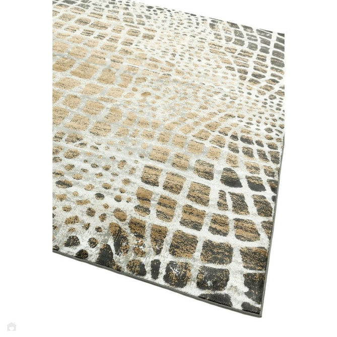 Quantum QU02 Modern Giraffe Print Metallic Shimmer Textured Short Pile Silver/Brown Rug-Asiatic Carpets-Rug Love - The Most Loved Rug Store