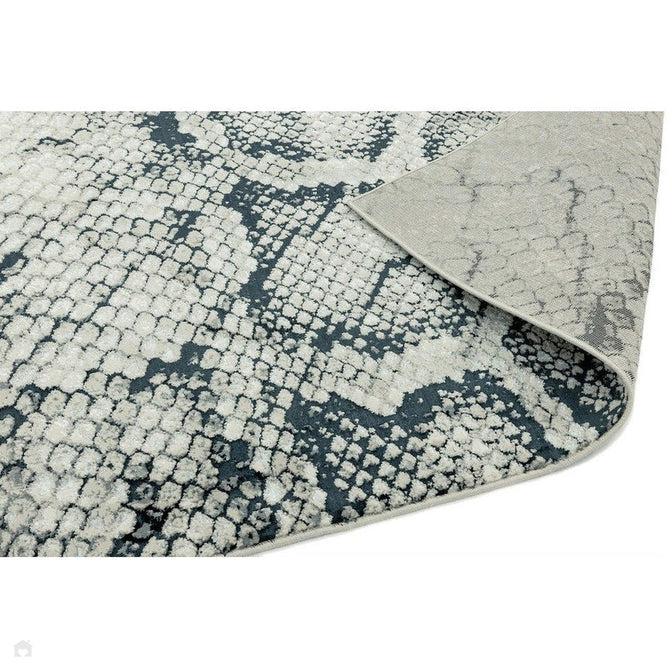 Quantum QU03 Modern Snake Print Metallic Shimmer Textured High-Density Soft Smooth Low Profile Polyblend Short-Pile Cream/Grey/Black Rug-Asiatic Carpets-Rug Love - The Most Loved Rug Store