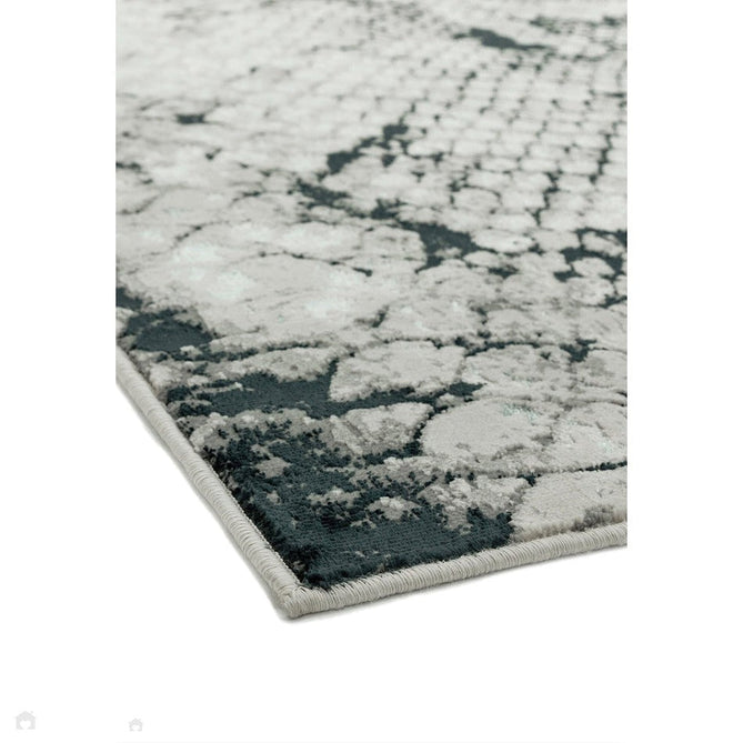 Quantum QU03 Modern Snake Print Metallic Shimmer Textured High-Density Soft Smooth Low Profile Polyblend Short-Pile Cream/Grey/Black Rug-Asiatic Carpets-Rug Love - The Most Loved Rug Store