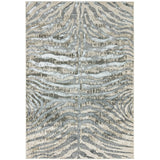 Quantum QU04 Modern Zebra Print Metallic Shimmer Flat Pile Grey/Silver/Cream Rug