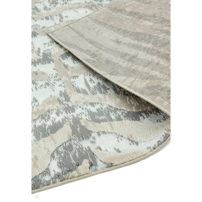 Quantum QU04 Modern Zebra Print Metallic Shimmer Textured High-Density Soft Smooth Low Profile Polyblend Short-Pile Grey/Silver/Cream Rug-Asiatic Carpets-Rug Love - The Most Loved Rug Store