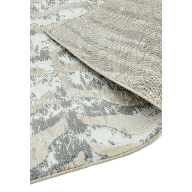 Quantum QU04 Modern Zebra Print Metallic Shimmer Textured High-Density Soft Smooth Low Profile Polyblend Short-Pile Grey/Silver/Cream Rug-Asiatic Carpets-Rug Love - The Most Loved Rug Store