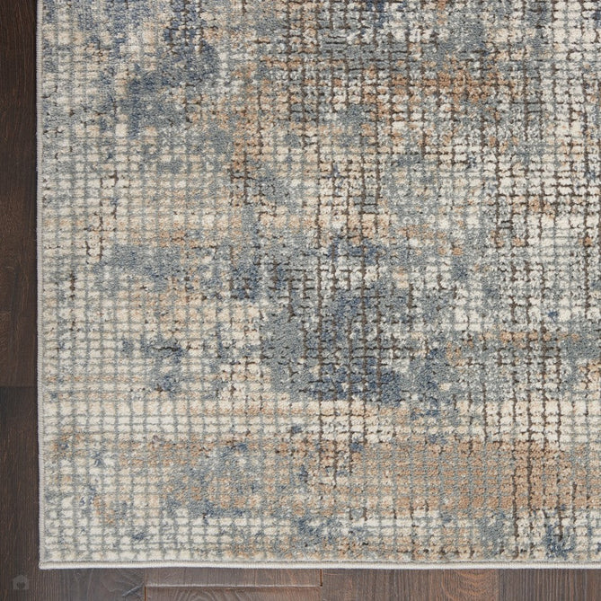 Quarry QUA02 Modern Abstract Distressed Soft Textured Durable Low Profile Short Pile Blue/Beige Rug-Nourison-Rug Love - The Most Loved Rug Store