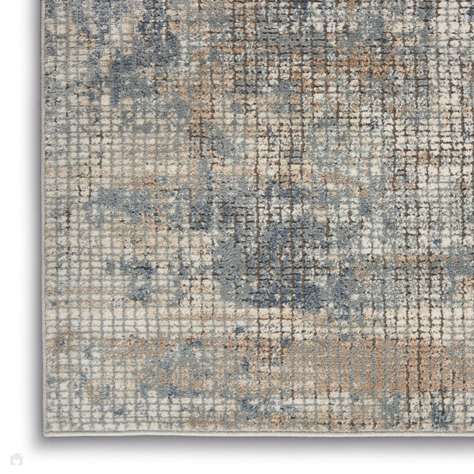 Quarry QUA02 Modern Abstract Distressed Soft Textured Durable Low Profile Short Pile Blue/Beige Rug-Nourison-Rug Love - The Most Loved Rug Store