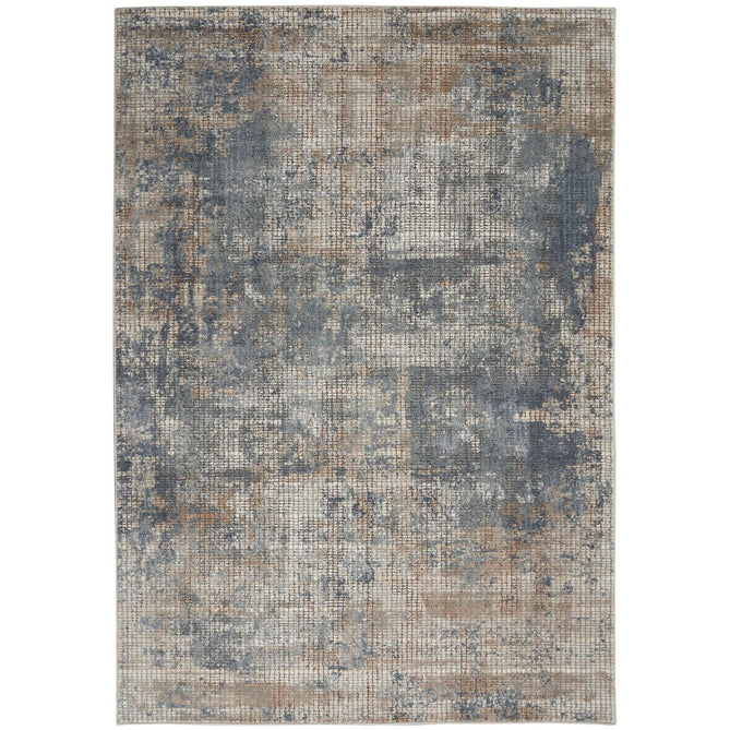 Quarry QUA02 Modern Abstract Distressed Soft Textured Durable Low Profile Short Pile Blue/Beige Rug-Nourison-Rug Love - The Most Loved Rug Store