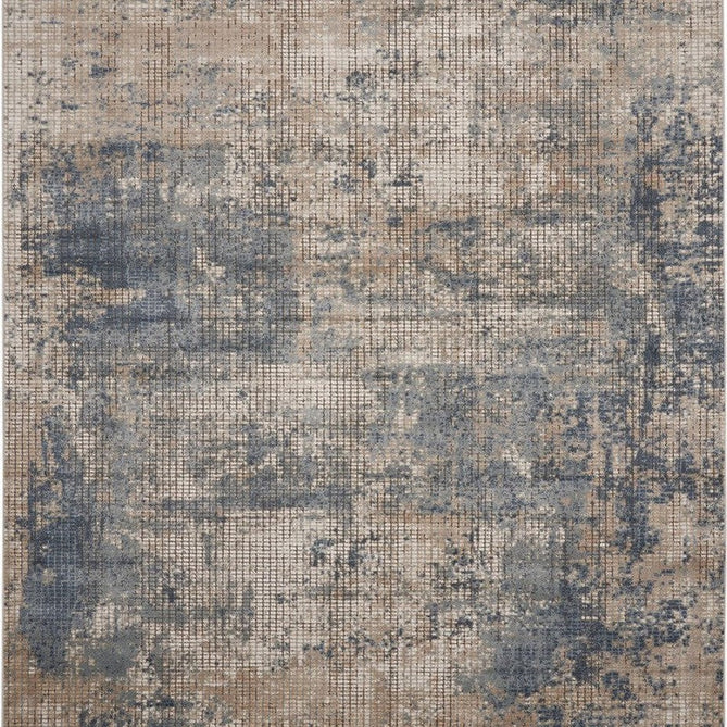 Quarry QUA02 Modern Abstract Distressed Soft Textured High-Density Flat Pile Blue/Beige Runner-Nourison-Rug Love - The Most Loved Rug Store