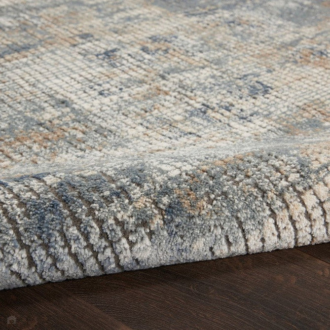 Quarry QUA02 Modern Abstract Distressed Soft Textured High-Density Flat Pile Blue/Beige Runner-Nourison-Rug Love - The Most Loved Rug Store