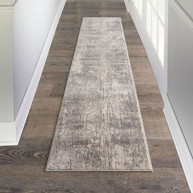 Quarry QUA03 Modern Abstract Distressed Soft Textured High-Density Flat Pile Beige/Grey Runner-Nourison-Rug Love - The Most Loved Rug Store