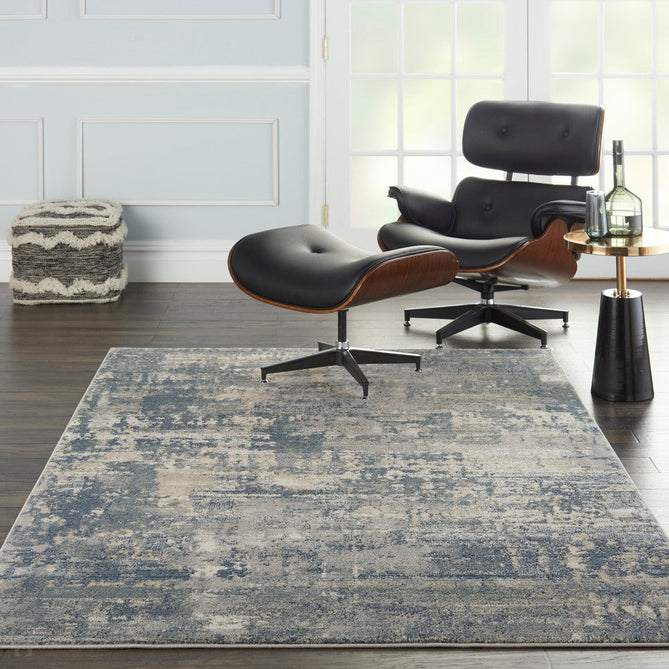 Quarry QUA04 Modern Abstract Distressed Soft Textured Durable Low Profile Short Pile Steel Blue-Grey/Beige Rug-Nourison-Rug Love - The Most Loved Rug Store