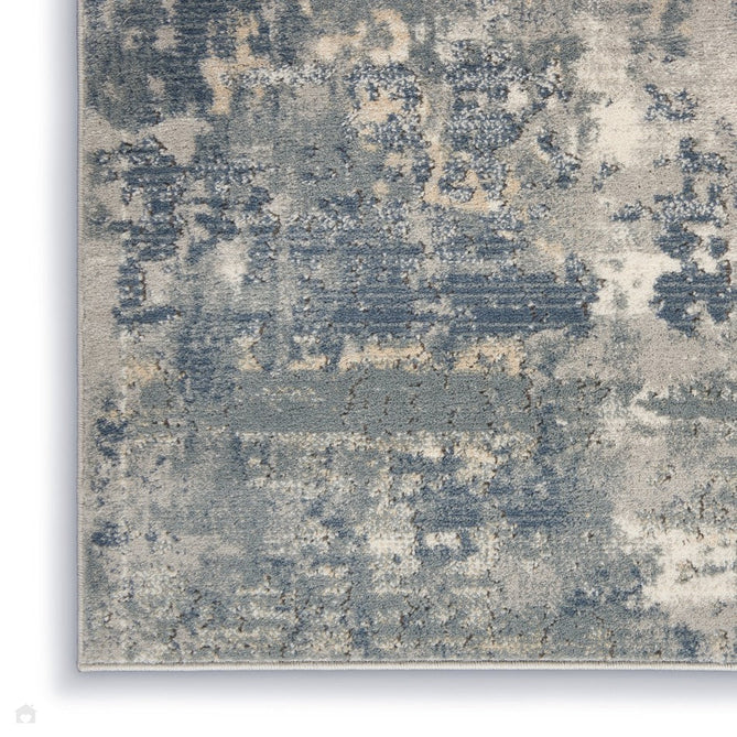 Quarry QUA04 Modern Abstract Distressed Soft Textured Durable Low Profile Short Pile Steel Blue-Grey/Beige Rug-Nourison-Rug Love - The Most Loved Rug Store