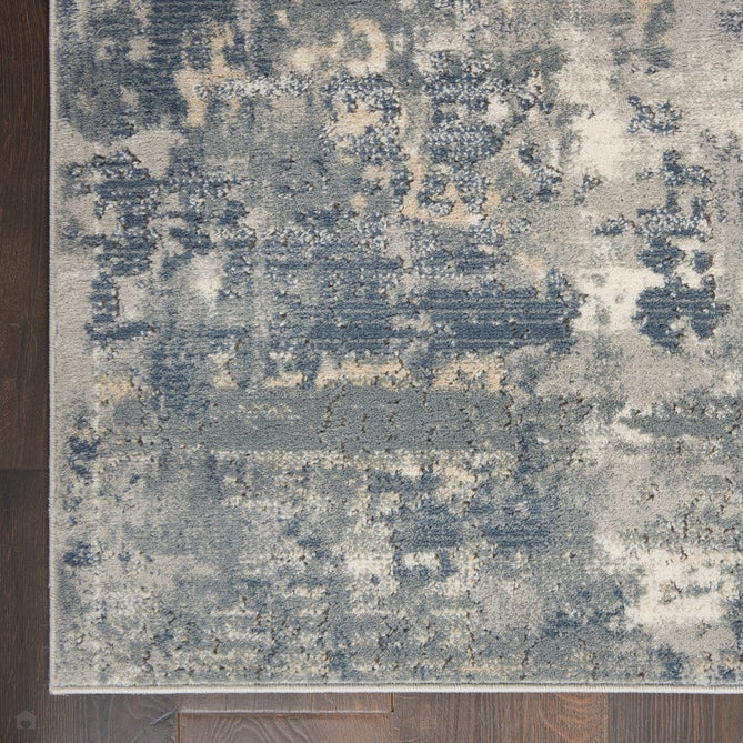 Quarry QUA04 Modern Abstract Distressed Soft Textured Durable Low Profile Short Pile Steel Blue-Grey/Beige Rug-Nourison-Rug Love - The Most Loved Rug Store