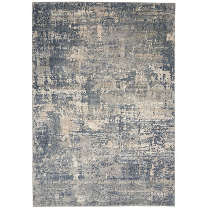 Quarry QUA04 Modern Abstract Distressed Soft Textured Durable Low Profile Short Pile Steel Blue-Grey/Beige Rug-Nourison-Rug Love - The Most Loved Rug Store