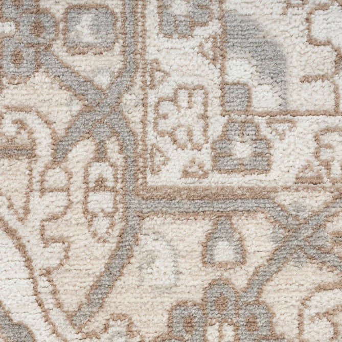 Quarry QUA05 Traditional Persian Vintage Distressed Floral Medallion Border Soft Textured Durable Low Profile Short Pile Beige/Grey/Ivory Rug-Nourison-Rug Love - The Most Loved Rug Store
