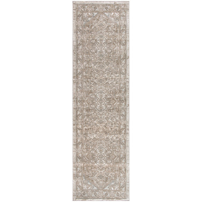 Quarry QUA05 Traditional Persian Vintage Distressed Floral Medallion Border Soft Textured Durable Low Profile Short Pile Beige/Grey/Ivory Rug-Nourison-Rug Love - The Most Loved Rug Store