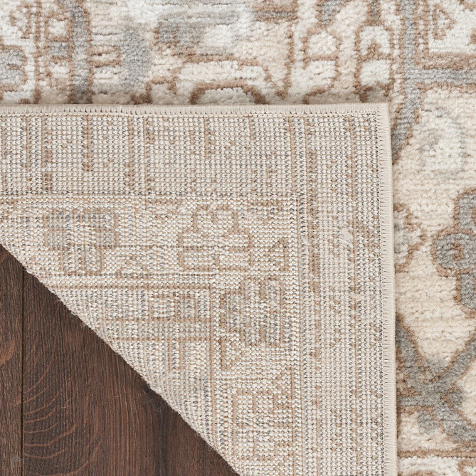 Quarry QUA05 Traditional Persian Vintage Distressed Floral Medallion Border Soft Textured Durable Low Profile Short Pile Beige/Grey/Ivory Rug-Nourison-Rug Love - The Most Loved Rug Store