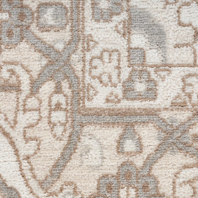 Quarry QUA05 Traditional Persian Vintage Distressed Floral Medallion Border Soft Textured Durable Low Profile Short Pile Beige/Grey/Ivory Rug-Nourison-Rug Love - The Most Loved Rug Store