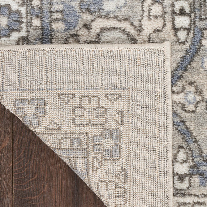 Quarry QUA05 Traditional Persian Vintage Distressed Floral Medallion Border Soft Textured Durable Low Profile Short Pile Ivory/Blue/Grey/Beige Rug-Nourison-Rug Love - The Most Loved Rug Store