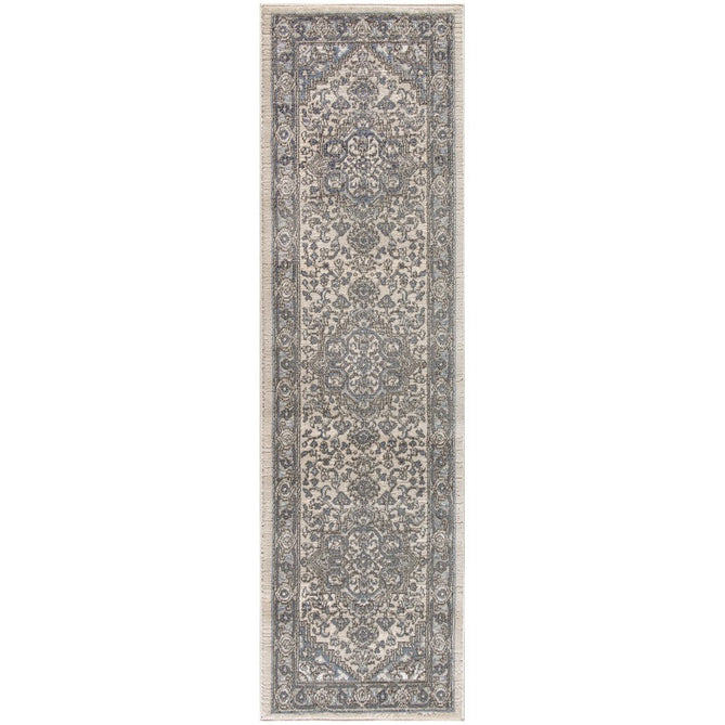 Quarry QUA05 Traditional Persian Vintage Distressed Floral Medallion Border Soft Textured Durable Low Profile Short Pile Ivory/Blue/Grey/Beige Rug-Nourison-Rug Love - The Most Loved Rug Store