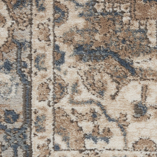 Quarry QUA05 Traditional Persian Vintage Distressed Medallion Border Soft Textured Durable Low Profile Short Pile Beige/Grey/Ivory/Blue Rug-Nourison-Rug Love - The Most Loved Rug Store