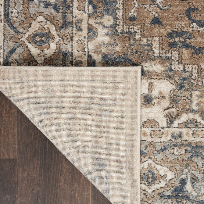 Quarry QUA05 Traditional Persian Vintage Distressed Medallion Border Soft Textured Durable Low Profile Short Pile Beige/Grey/Ivory/Blue Rug-Nourison-Rug Love - The Most Loved Rug Store