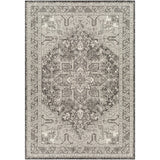 Ravello RVL2311 In-Outdoor Traditional Medallion Border Grey/Charcoal/Ivory Flatweave Rug
