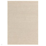 Ravine Modern Plain Linear Hand-Woven Textured Irregular Ridges Looped Ribbed Pile Low Profile Wool Ivory Rug