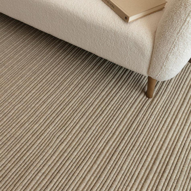 Ravine Modern Plain Linear Hand-Woven Textured Irregular Ridges Looped Ribbed Pile Low Profile Wool Sand Rug