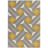 Reef RF01 Motif Modern Geometric Hand-Woven Wool Ochre/Grey/Cream/Multicolour Rug