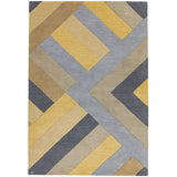 Reef RF02 Big Zig Modern Geometric Hand-Woven Wool Ochre/Grey/Charcoal/Taupe Multicolour Rug