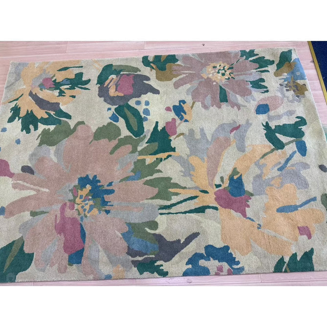 Reef RF10 Floral Modern Floral Abstract Hand-Woven Wool Beige/Muted Multicolour/Pink Peach/Cream/Yellow/Green Rug-Asiatic Carpets-Rug Love - The Most Loved Rug Store
