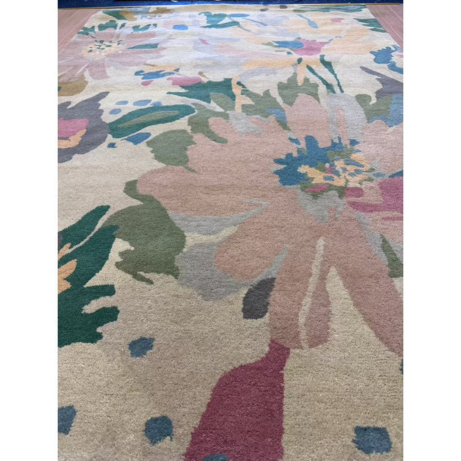 Reef RF10 Floral Modern Floral Abstract Hand-Woven Wool Beige/Muted Multicolour/Pink Peach/Cream/Yellow/Green Rug-Asiatic Carpets-Rug Love - The Most Loved Rug Store