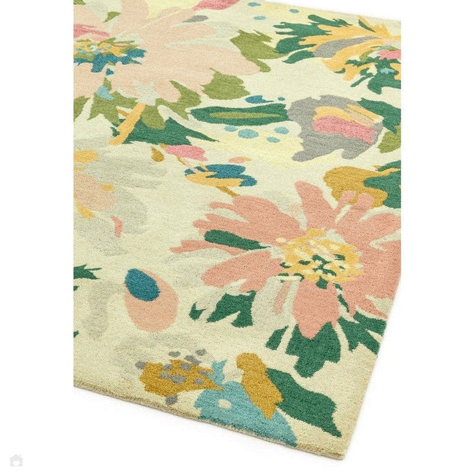 Reef RF10 Floral Modern Floral Abstract Hand-Woven Wool Beige/Muted Multicolour/Pink Peach/Cream/Yellow/Green Rug-Asiatic Carpets-Rug Love - The Most Loved Rug Store